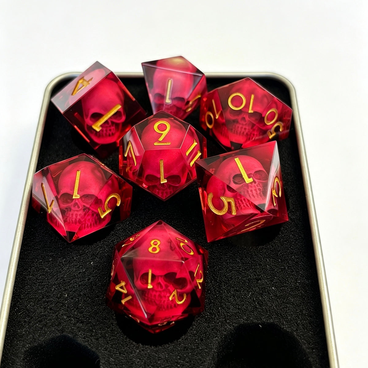 Skull Resin Dice Set, DND Polyhedral Dice for Tabletop RPG Games, Cool Skull Dice Gift